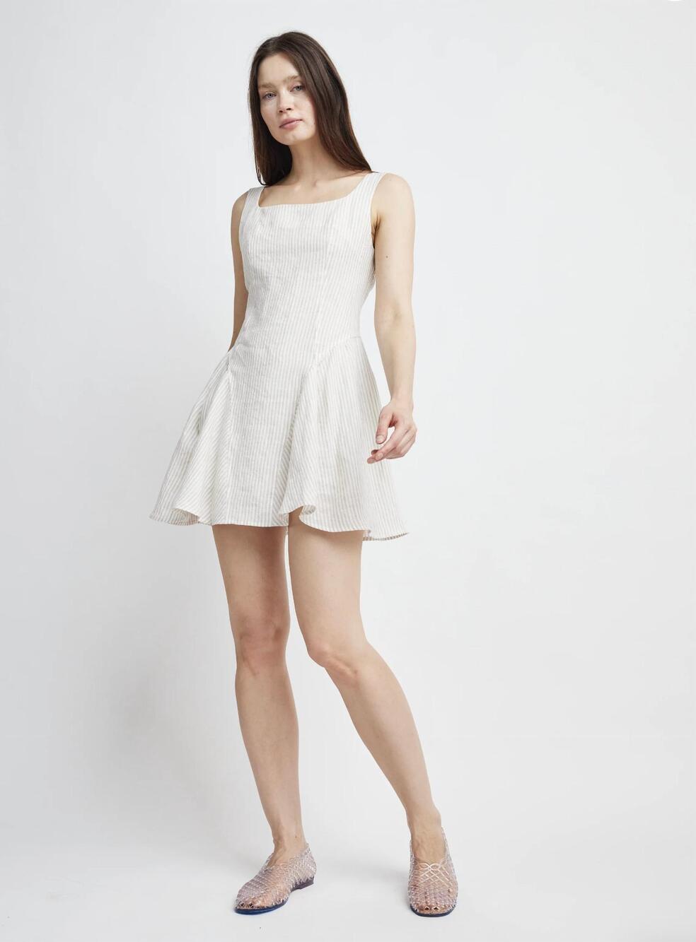 NEW SELF CONTRAST sienna mini dress in cream/natural stripes